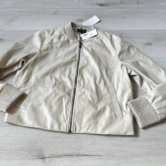 EVEREVE Blake Faux Leather Bomber ecru‎ XL nwt - Picture 5 of 7